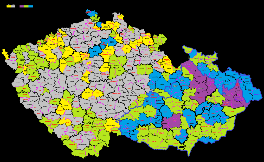 Mapa bývalých soudních okresů Čech, Moravy a Slezska